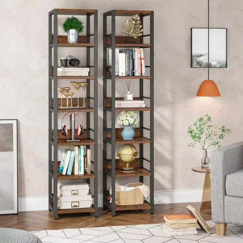 6 - Tier Corner Shelf 75 Inch Tall Narrow Bookshelf Storage Rack Etagere Shelves Display Stand for Living Room Bathroom