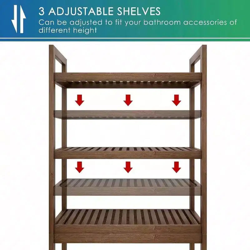 Bathroom Storage Shelf Over - Toilet Organizer Rack Freestanding Toilet Space Saver 3 - Tier Adjustable Shelves Walnut