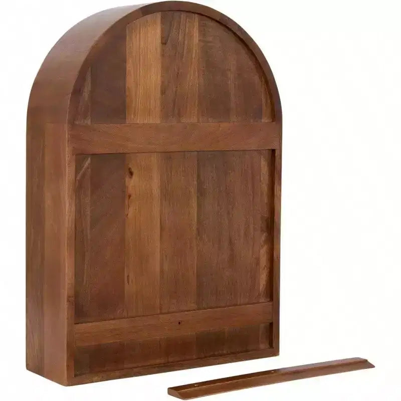 Modern Arched Wall Shelf 18x 26 Walnut Brown Transitional Arch Over - Toilet Entryway Storage Shelves