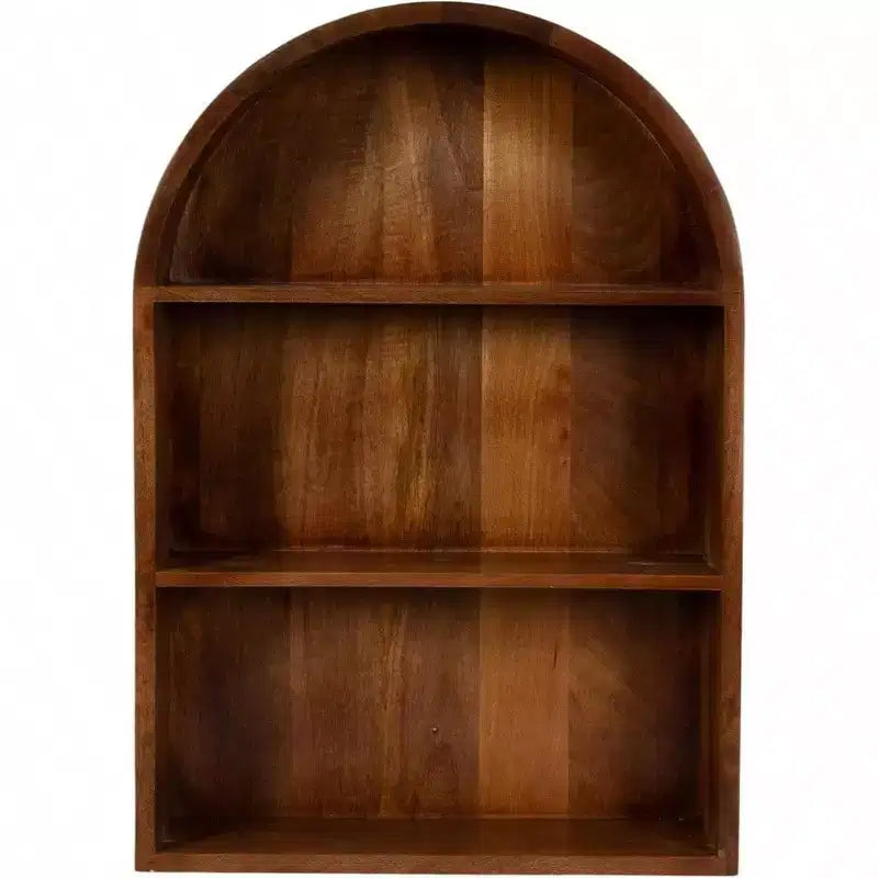 Modern Arched Wall Shelf 18x 26 Walnut Brown Transitional Arch Over - Toilet Entryway Storage Shelves
