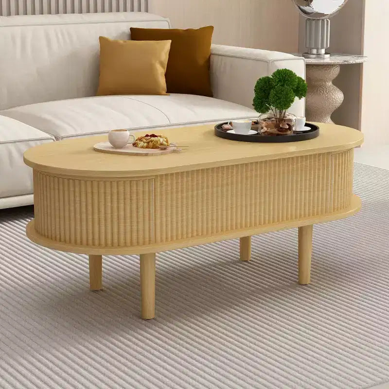40 Modern Oval Lift-Top Coffee Table with Hidden Storage, Rustic Center Table for Living Room, Space-Saving Lift-Top Cocktail Table-Panipeachy