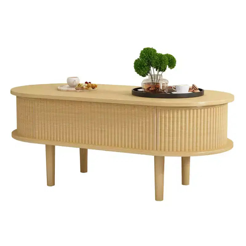 40 Modern Oval Lift-Top Coffee Table with Hidden Storage, Rustic Center Table for Living Room, Space-Saving Lift-Top Cocktail Table-Panipeachy
