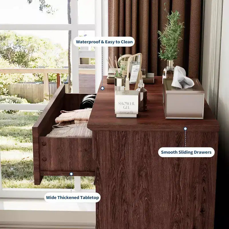 Farmhouse 4/5 Drawer Dresser for Bedroom, Tall Chest of Drawers with Metal Handles, Rustic Wooden Dresser TV Stand, for Living Room, Hallway