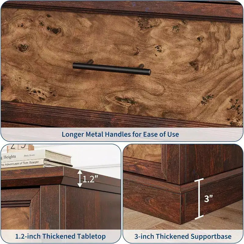 Farmhouse 4/5 Drawer Dresser for Bedroom, Tall Chest of Drawers with Metal Handles, Rustic Wooden Dresser TV Stand, for Living Room, Hallway