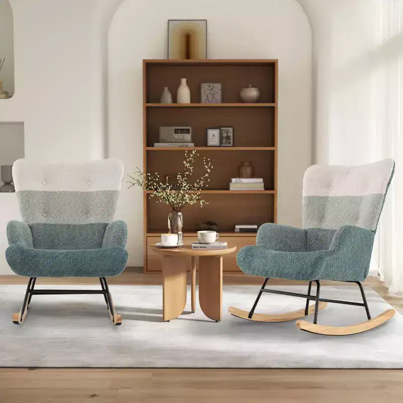 Costway Nursery Rocking Chair w/ Ergonomic Armrests & High Backrest Side Pocket