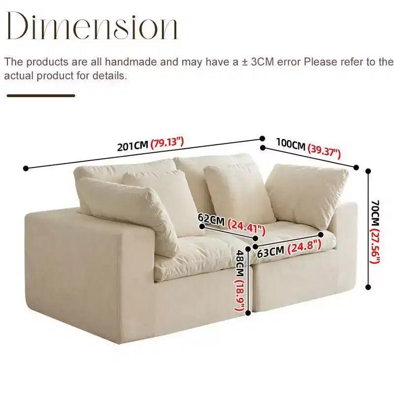 Swtroom 79 Boneless Cloud Modular Sofa, 35D High Density Foam, No Assembly Required, Compression Sofa with Wide Armrests and Pillows