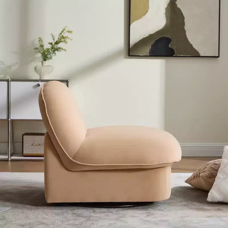 GDFStudio Loverin Velvet and Rubber Wood Swivel Accent Chair with Metal Base
