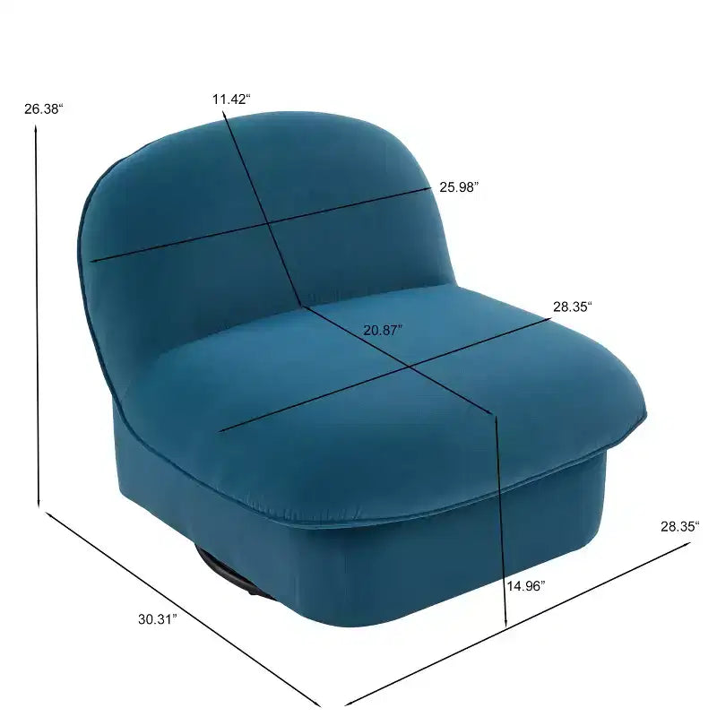 GDFStudio Loverin Velvet and Rubber Wood Swivel Accent Chair with Metal Base