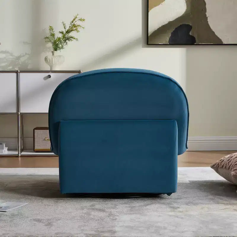 GDFStudio Loverin Velvet and Rubber Wood Swivel Accent Chair with Metal Base