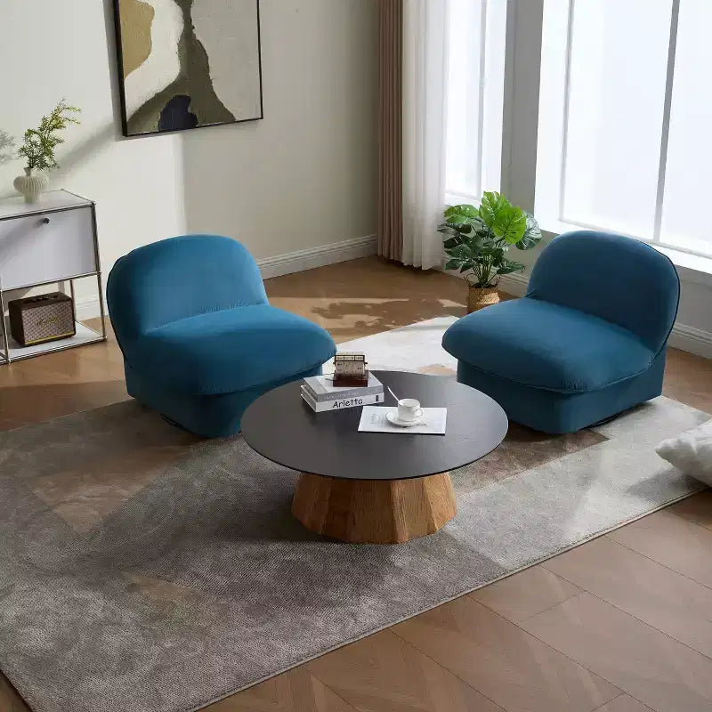 GDFStudio Loverin Velvet and Rubber Wood Swivel Accent Chair with Metal Base