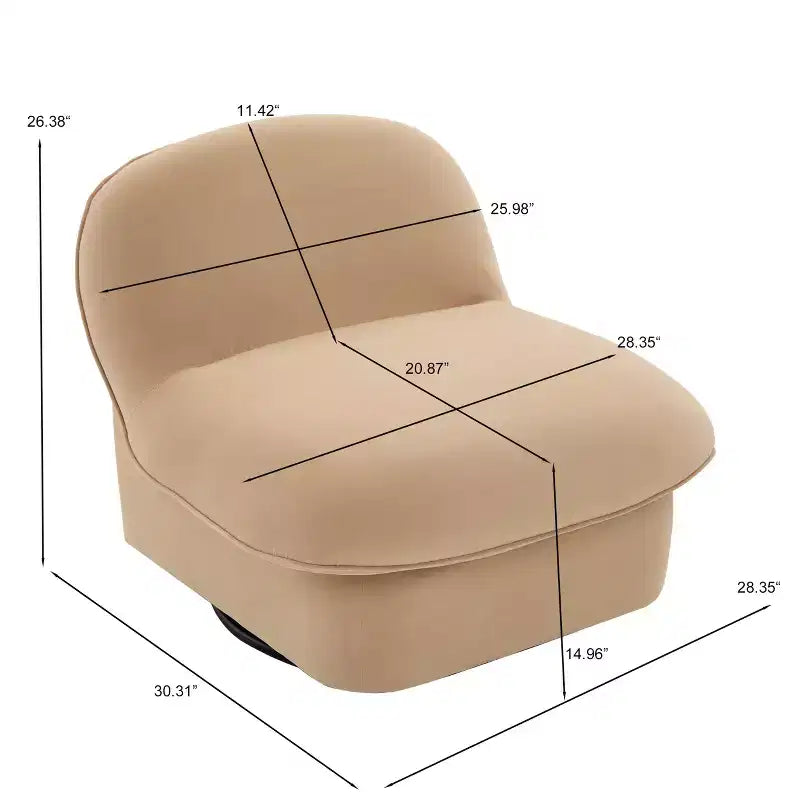 GDFStudio Loverin Velvet and Rubber Wood Swivel Accent Chair with Metal Base