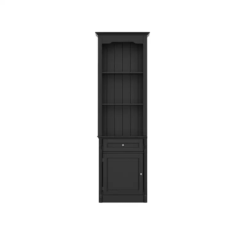 Famapy Stylish 82.3 Tall Storage Cabinet Set 2 Fireplace Side Display Cabinets Bookshelf Hutch with Open Shelves & Drawer for Living Room