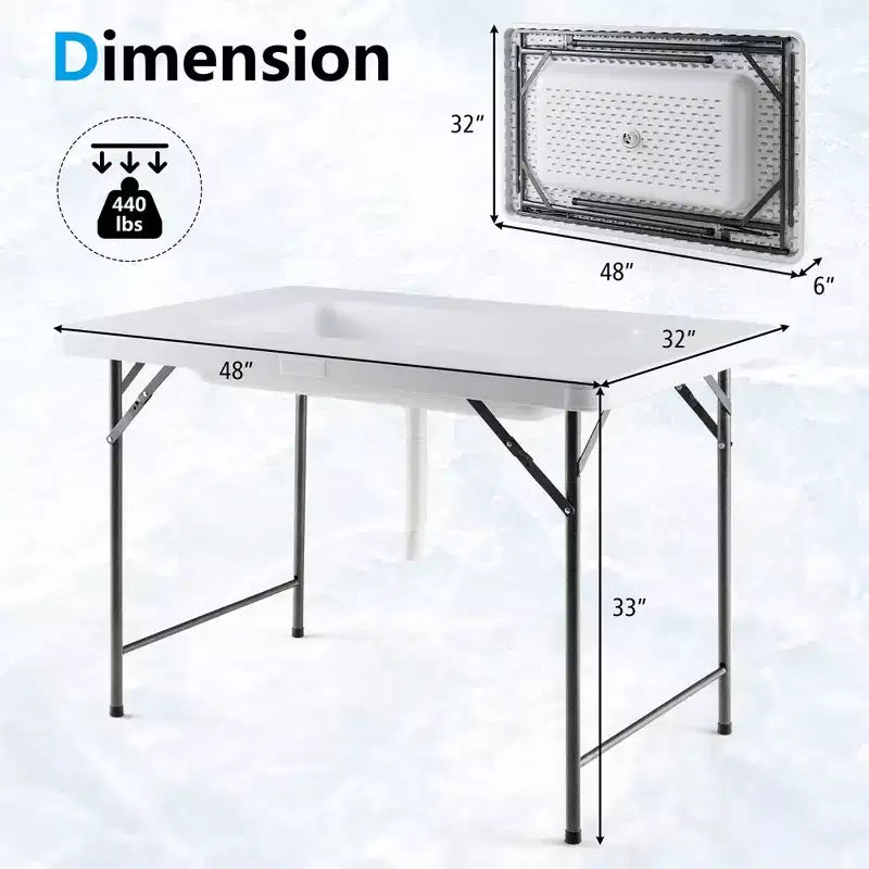 Costway 4FT Folding Ice Bin Table Outdoor Ice Cooler Table w/ Matching Skirt Party BBQ