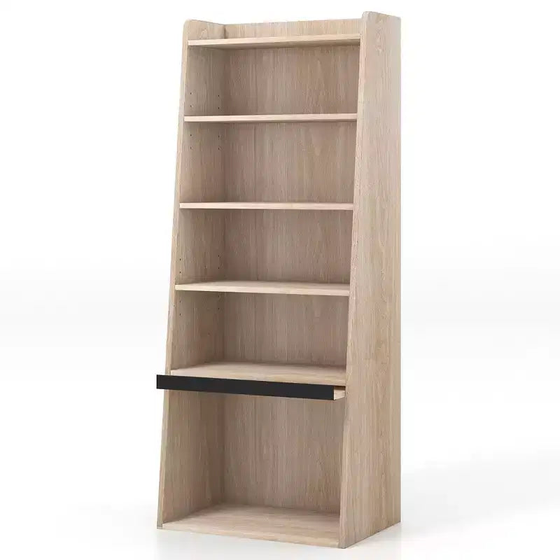 Costway 6-tier Bookcase w/ 2 Adjustable Shelves Filp-up Door 5 Open Shelves Bedroom