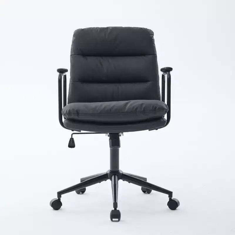 GDFStudio Nyrell Mid-Century Modern 360 Swivel Faux Leather Upholstered Office Chair with Wheels and Adjustable Height