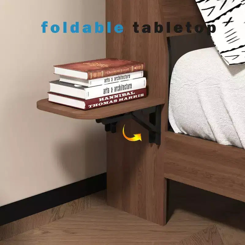 GDFStudio Ulric Modern Wooden Floating Bed Frame with Led Lights and Charging Station