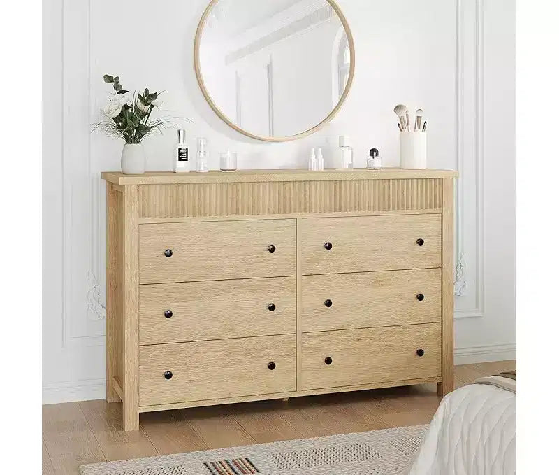 Drawer Dresser for Bedroom, Wooden Chest of Drawers, Fluted TV Stand, Storage Organizer for Living Room, Hallway and Entryway