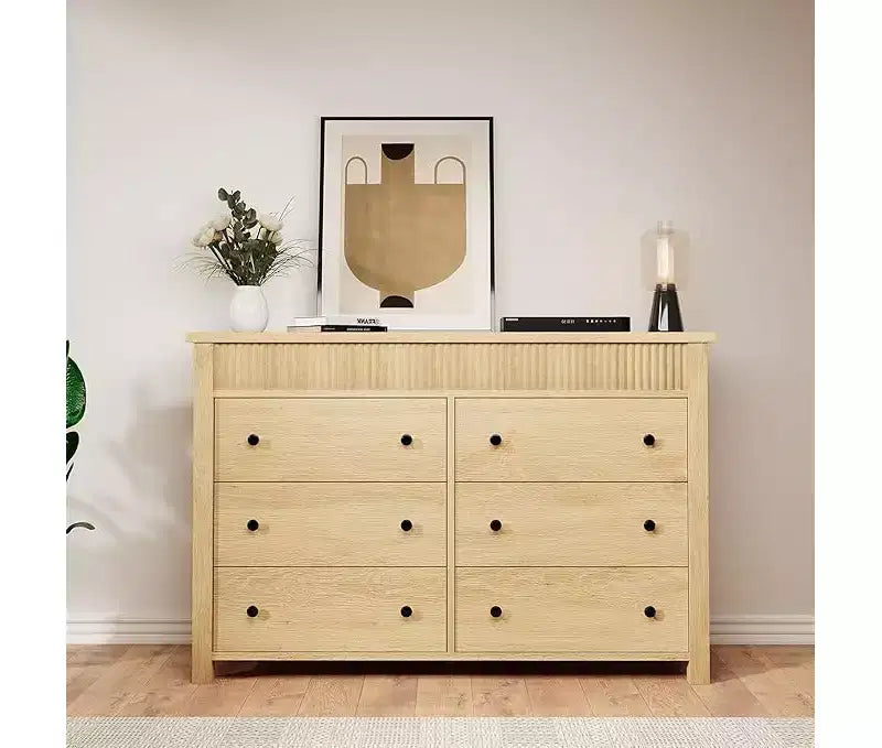 Drawer Dresser for Bedroom, Wooden Chest of Drawers, Fluted TV Stand, Storage Organizer for Living Room, Hallway and Entryway