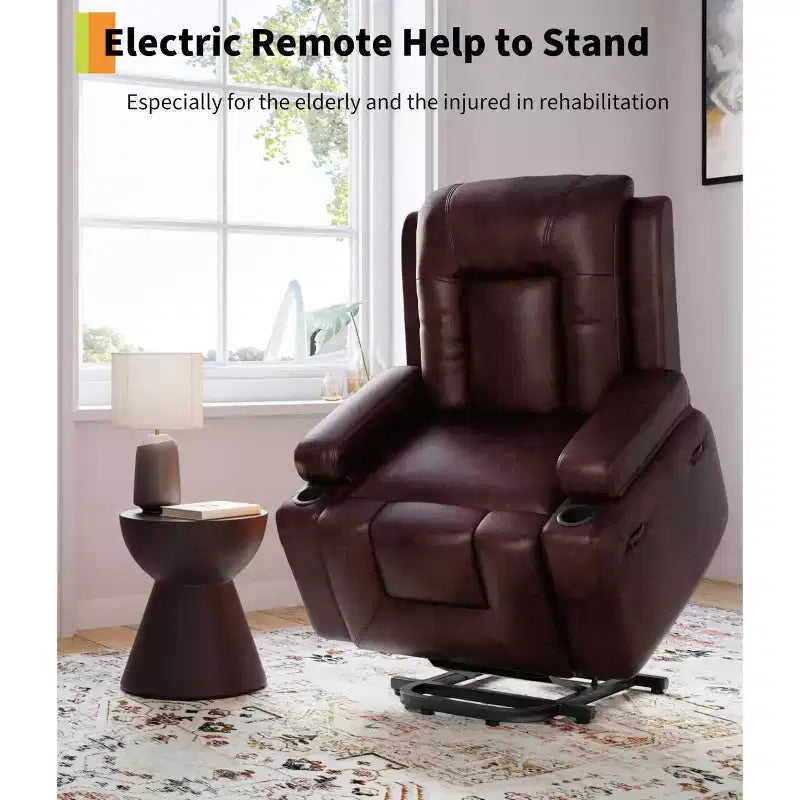 Electric Lift Recliner Chair - Heat and Massage for Elderly & Mobility Impaired, Adjustable Back and Legs, Heavy Duty Lift Chair for Seniors