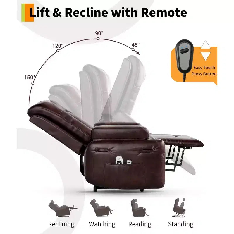 Electric Lift Recliner Chair - Heat and Massage for Elderly & Mobility Impaired, Adjustable Back and Legs, Heavy Duty Lift Chair for Seniors