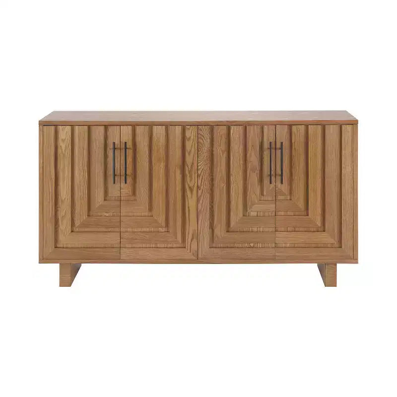 Okak Mid Century Wooden Buffet Sideboard Storage Cabinet with Metal Handles,Ash Veneer Pantry Cabinets for Dining Room,Kitchen