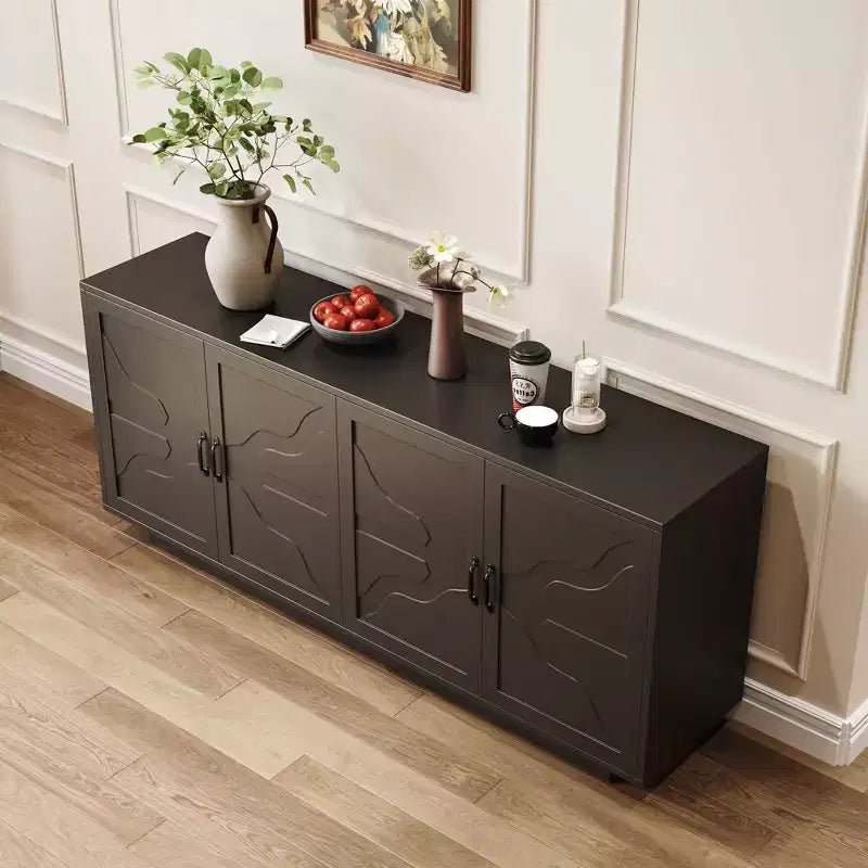 Okak Mid Century Wooden Buffet Sideboard Storage Cabinet with Metal Handles,Ash Veneer Pantry Cabinets for Dining Room,Kitchen