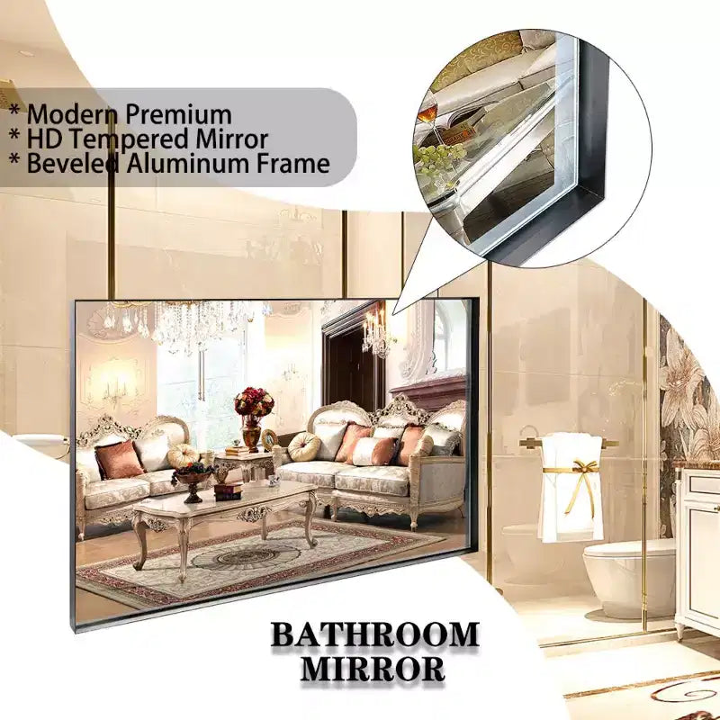 TUYOHW Bathroom Mirror,Modern Floating Design Wall Mirror with Beveled Edge for Bathroom