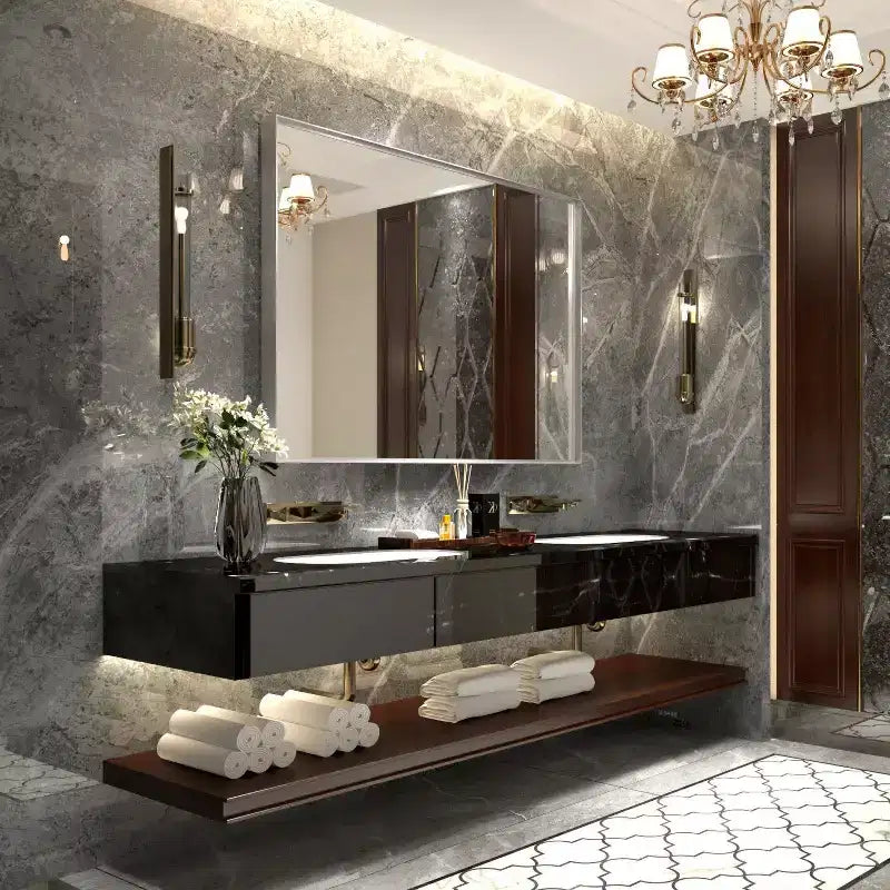 TUYOHW Bathroom Mirror,Modern Floating Design Wall Mirror with Beveled Edge for Bathroom