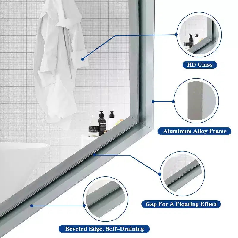 TUYOHW Bathroom Mirror,Modern Floating Design Wall Mirror with Beveled Edge for Bathroom