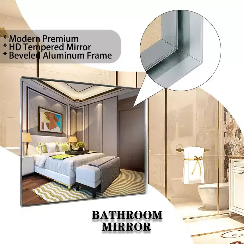 TUYOHW Bathroom Mirror,Modern Floating Design Wall Mirror with Beveled Edge for Bathroom