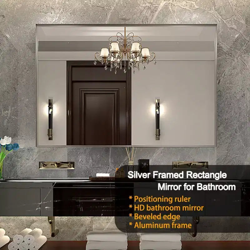 TUYOHW Bathroom Mirror,Modern Floating Design Wall Mirror with Beveled Edge for Bathroom