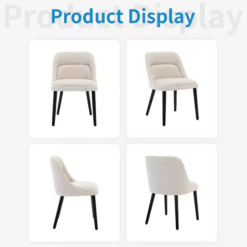 Acekool Dining Chairs, Upholstered Linen Dining Room Chairs, Wood Legs, Modern Kitchen & Cafe Seating, Comfy Sillas para Comedor, Beige