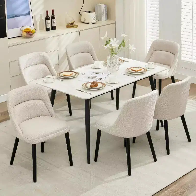 Acekool Dining Chairs, Upholstered Linen Dining Room Chairs, Wood Legs, Modern Kitchen & Cafe Seating, Comfy Sillas para Comedor, Beige