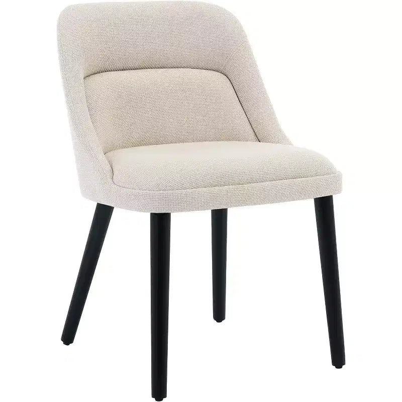 Acekool Dining Chairs, Upholstered Linen Dining Room Chairs, Wood Legs, Modern Kitchen & Cafe Seating, Comfy Sillas para Comedor, Beige