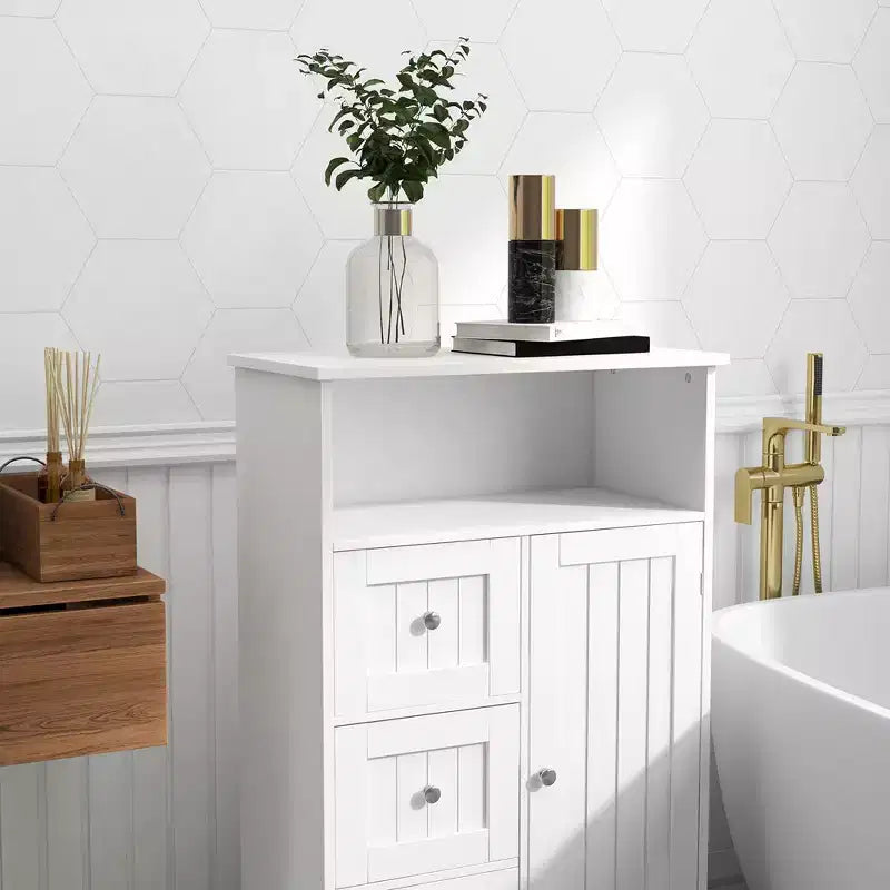 Bathroom Storage Cabinet, Freestanding Storage Organizer with 3 Drawers, Wooden Floor Cabinet for Living Room Bathroom Kitchen Entryway