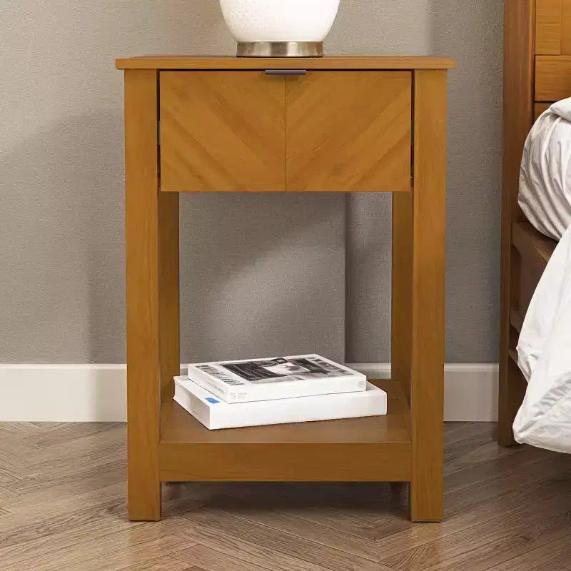 Galano 2-Piece Nightstand Set with Drawer and Open Shelf Storage 16.5 H  15.4 W  23.2 D