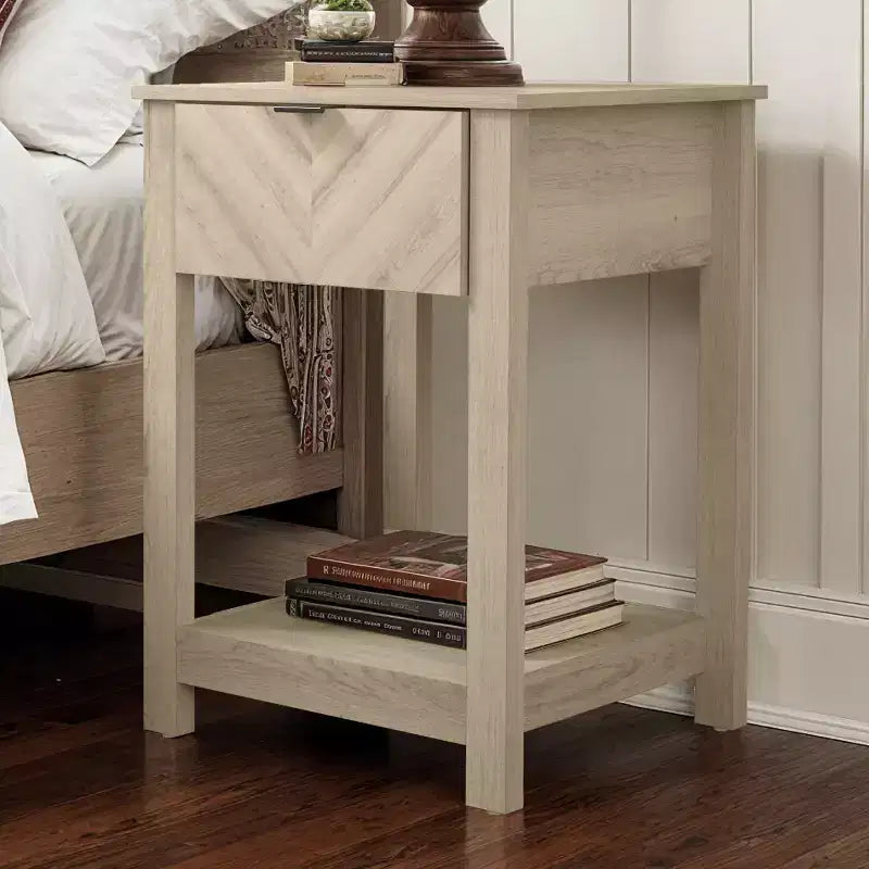 Galano 2-Piece Nightstand Set with Drawer and Open Shelf Storage 16.5 H  15.4 W  23.2 D
