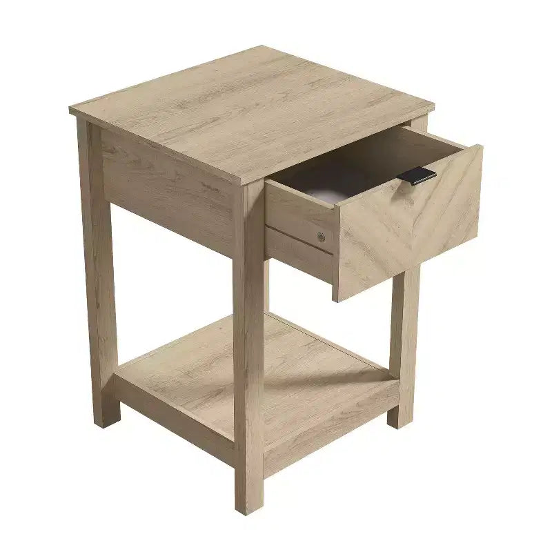 Galano 2-Piece Nightstand Set with Drawer and Open Shelf Storage 16.5 H  15.4 W  23.2 D