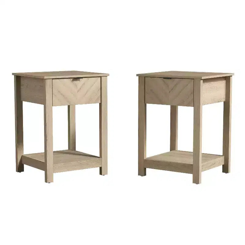 Galano 2-Piece Nightstand Set with Drawer and Open Shelf Storage 16.5 H  15.4 W  23.2 D