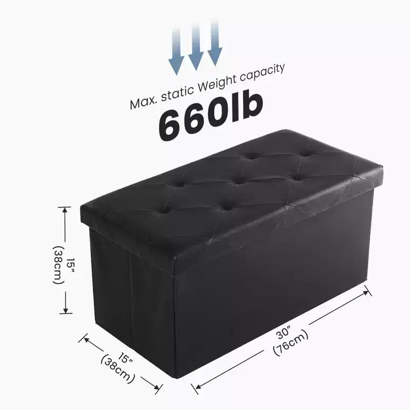 Okak Modern Synthetic Leather Button Tufted Ottoman Bench with Foldable Storage,Upholstered Storage Bench for Living Room,Bedroom
