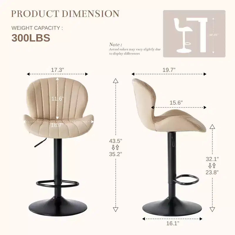 TUYOHW Adjustable Height Faux Leather Bar Stools Set of 2,Swivel Bar Chair with Footstool,Counter Height Chairs for Kitchen,Office,Home Bar