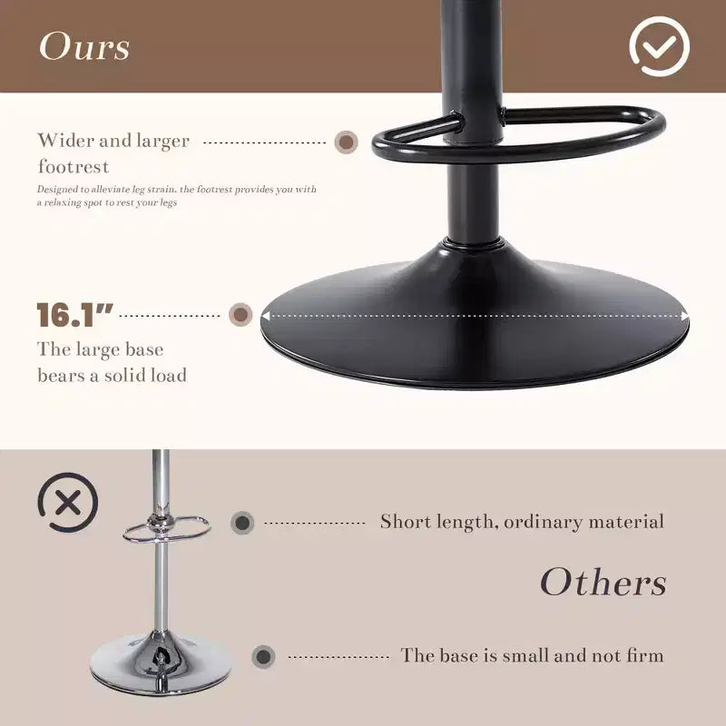 TUYOHW Adjustable Height Faux Leather Bar Stools Set of 2,Swivel Bar Chair with Footstool,Counter Height Chairs for Kitchen,Office,Home Bar