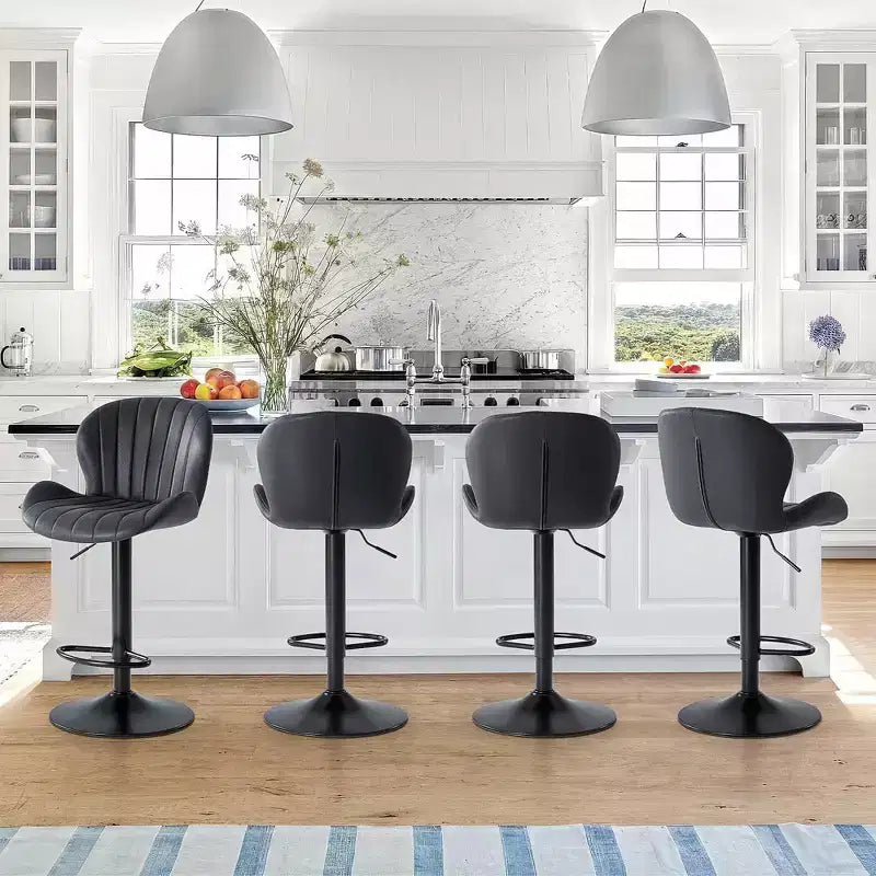 TUYOHW Adjustable Height Faux Leather Bar Stools Set of 2,Swivel Bar Chair with Footstool,Counter Height Chairs for Kitchen,Office,Home Bar