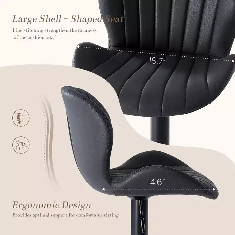 TUYOHW Adjustable Height Faux Leather Bar Stools Set of 2,Swivel Bar Chair with Footstool,Counter Height Chairs for Kitchen,Office,Home Bar
