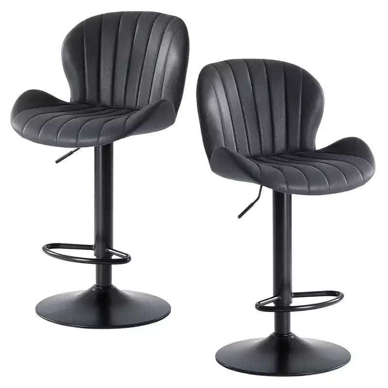 TUYOHW Adjustable Height Faux Leather Bar Stools Set of 2,Swivel Bar Chair with Footstool,Counter Height Chairs for Kitchen,Office,Home Bar