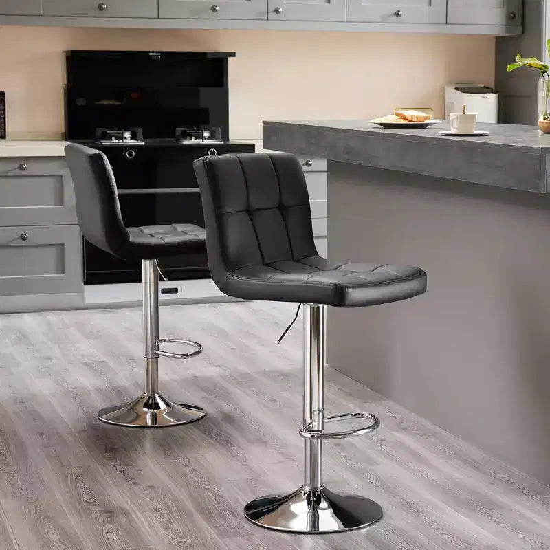 TUYOHW PU Leather Adjustable Bar Stools Set of 2,Counter Height Bar Stools with Backrest & Footrest,Barstool,Swivel Barstool for Kitchen,Cafe