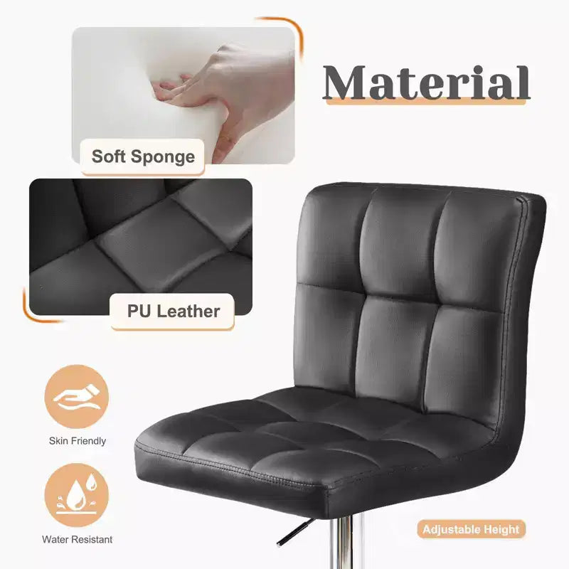 TUYOHW PU Leather Adjustable Bar Stools Set of 2,Counter Height Bar Stools with Backrest & Footrest,Barstool,Swivel Barstool for Kitchen,Cafe
