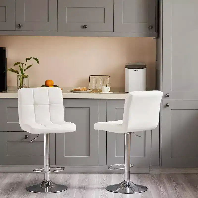 TUYOHW PU Leather Adjustable Bar Stools Set of 2,Counter Height Bar Stools with Backrest & Footrest,Barstool,Swivel Barstool for Kitchen,Cafe