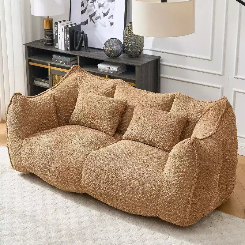 TUYOHW 73 Inch Extra Long Bean Bag Sofa,2-Person Chenille Lounger with High-Resilience Foam Core,Chenille Floor Sofa for Living Room