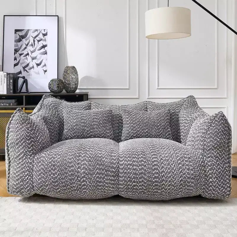 TUYOHW 73 Inch Extra Long Bean Bag Sofa,2-Person Chenille Lounger with High-Resilience Foam Core,Chenille Floor Sofa for Living Room